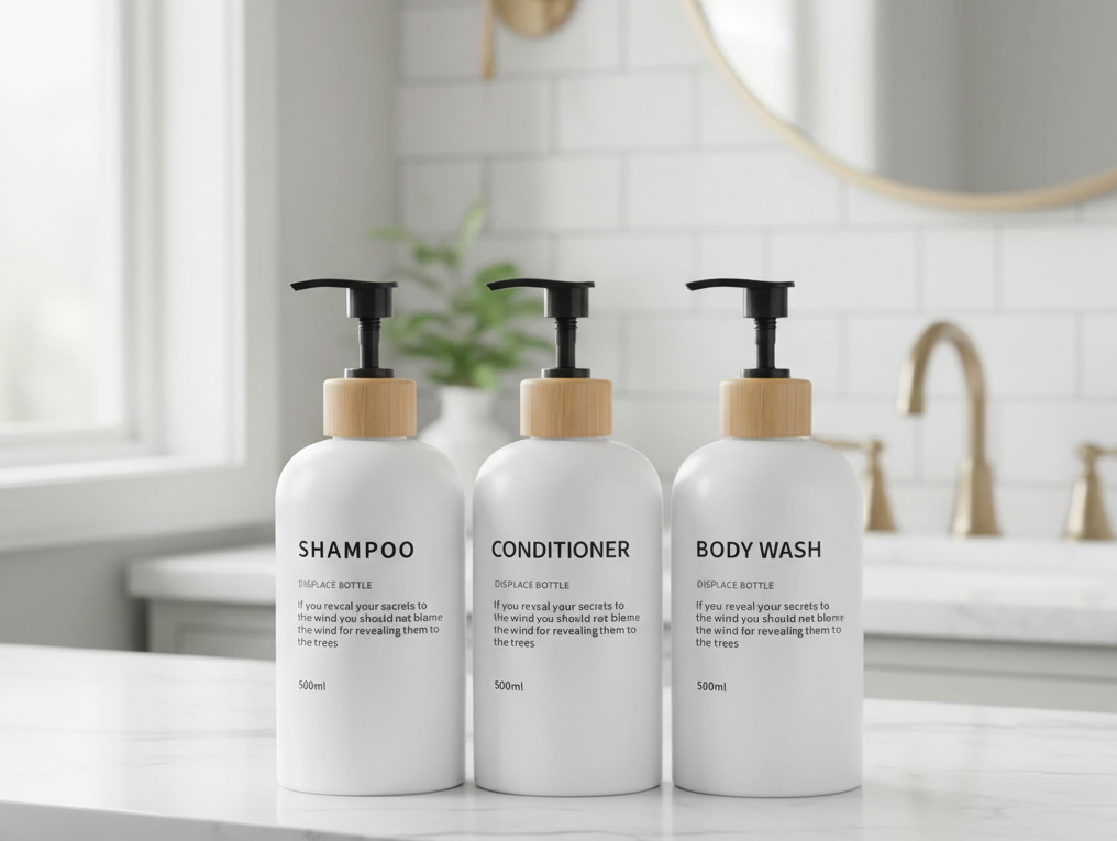 3 Pack Soap Dispenser Shampoo and Conditioner Dispenser Body Wash Shower Bottles Refillable Lotion Dispenser Bottle