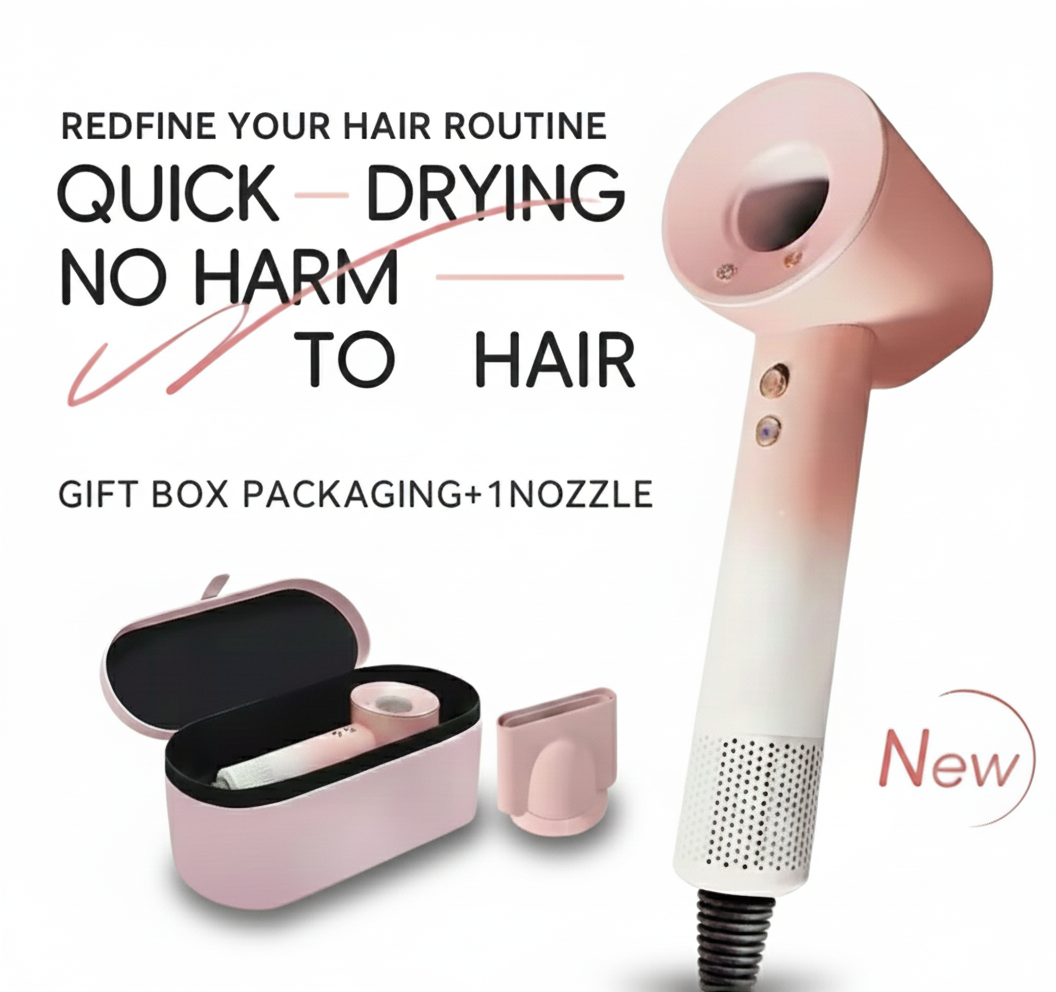 Portable Professional Leafless Hair Dryer High Power Quick Dry Travel Home Hair Styler Negative Ionic with Gift Box