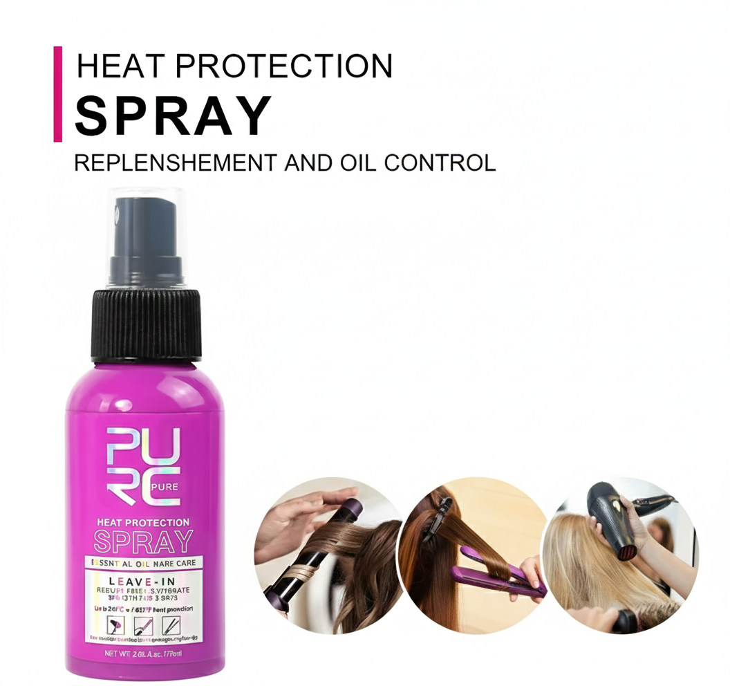 PURC Heat Protectant Spray Coconut Oil Frizz Control & Shine for All Hair Types Thermal Protection up to 470°F Hair Care