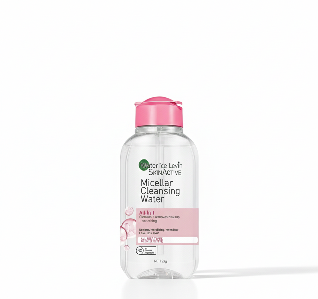 Water Ice Levin Micellar Water: All-In-1 Cleanser & Makeup Remover, No Rinse, for Sensitive Skin, Fragrance-Free, 125g
