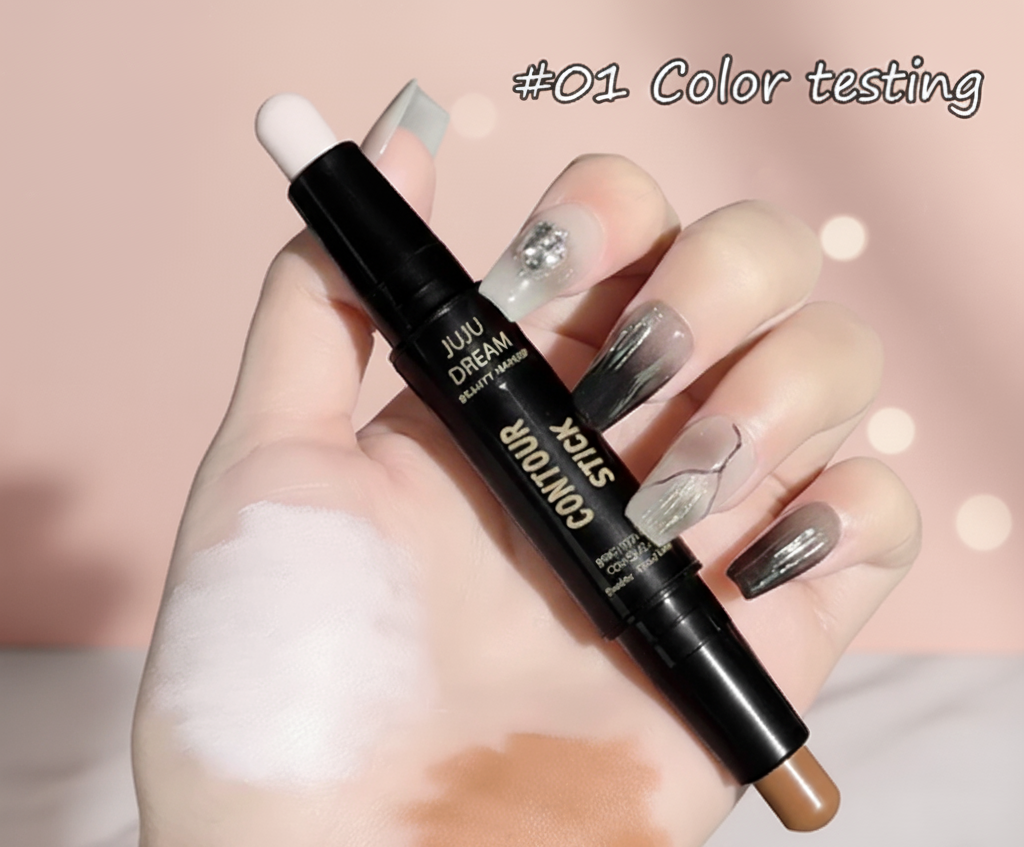 Dual-ended contour stick, facial foundation, concealer, long-lasting dark circles, correcting contour concealer, makeup