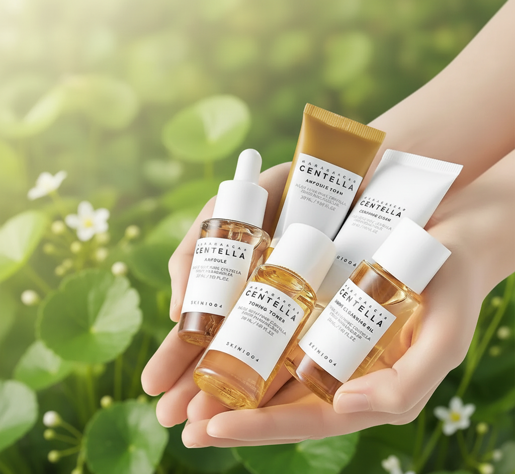 SKIN1004 Centella Asiatica Skin Care Travel Set Moisturizing Toner&Essence Toner&Cleanser&Ampoule Soothing Cream&Essential Oil