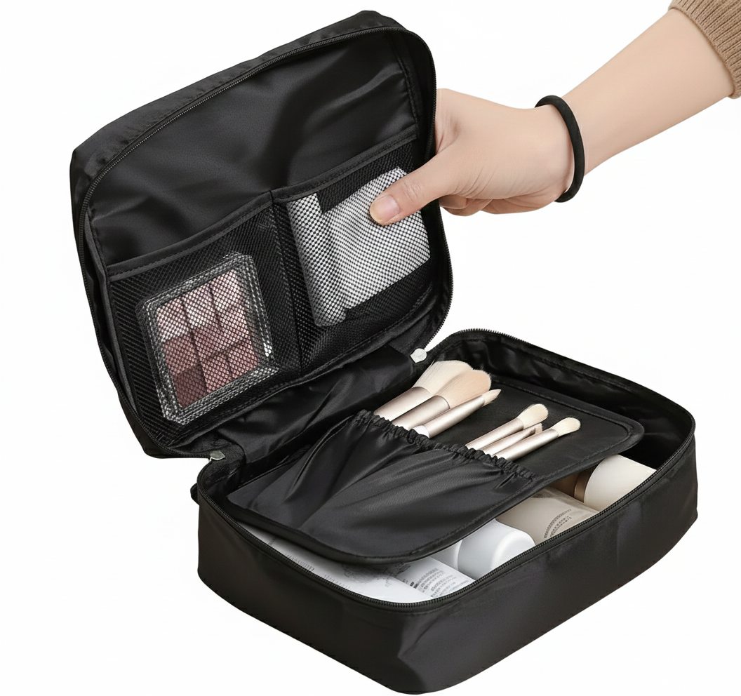 Travel Cosmetic Bag With Multi-Compartments, Makeup Organizer Pouch, Toiletry Storage Bag For Personal Care Items & Accessories
