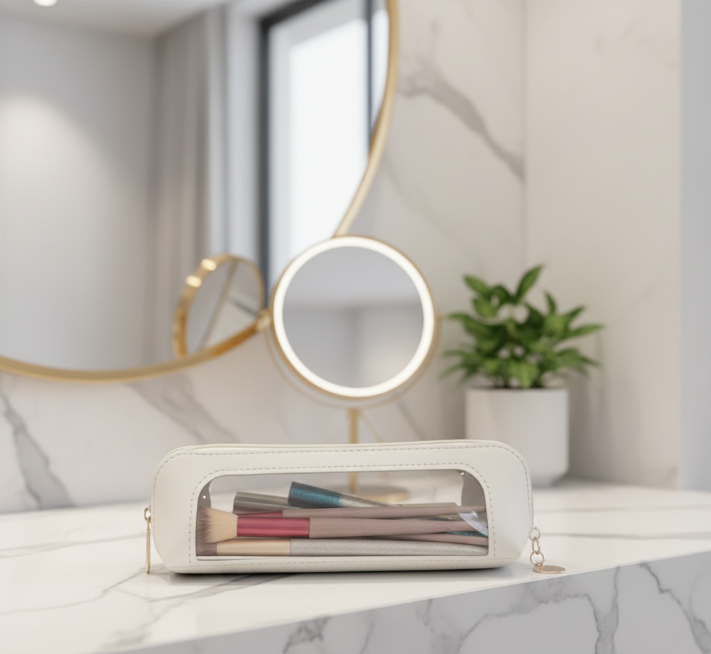 Cosmetic Bag Makeup Brush Storage Bag Portable Travel Wash Toiletries Organizer PU Portable Small Beauty Case Wash Bag Pouch