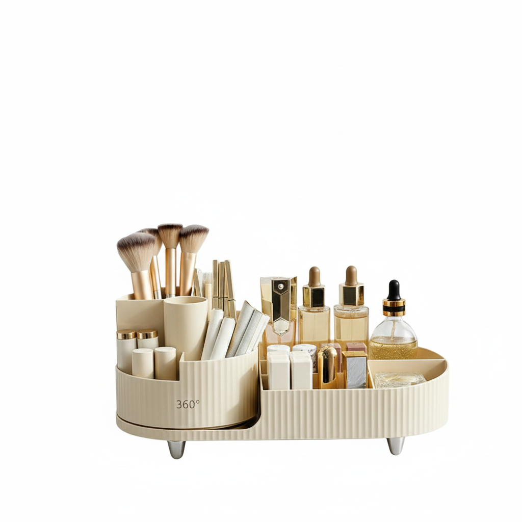Cosmetic Storage Rack with Rotating Base and Divided Compartments for Cosmetic Storage Box, for Lipstick, Skin Care Storage Box