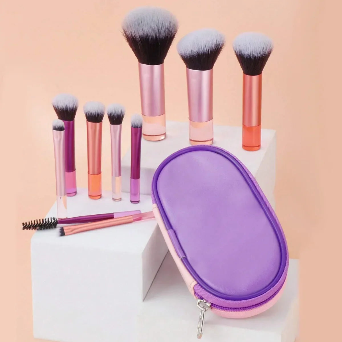 10Pcs Makeup Brushes Set With Bag Cosmetic EyeShadow Foundation Loose Powder Blush Detail Brush Blending Beauty Make Up Tools