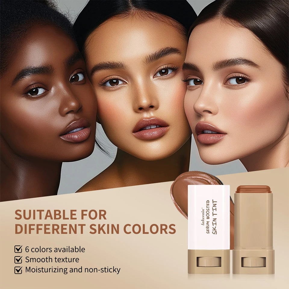 Skin Tint Foundation Stick 6 Colors Balm Serum Boosted Smooth Plumper Hight Coverage Travel Bronze Foundation Stick Makeup