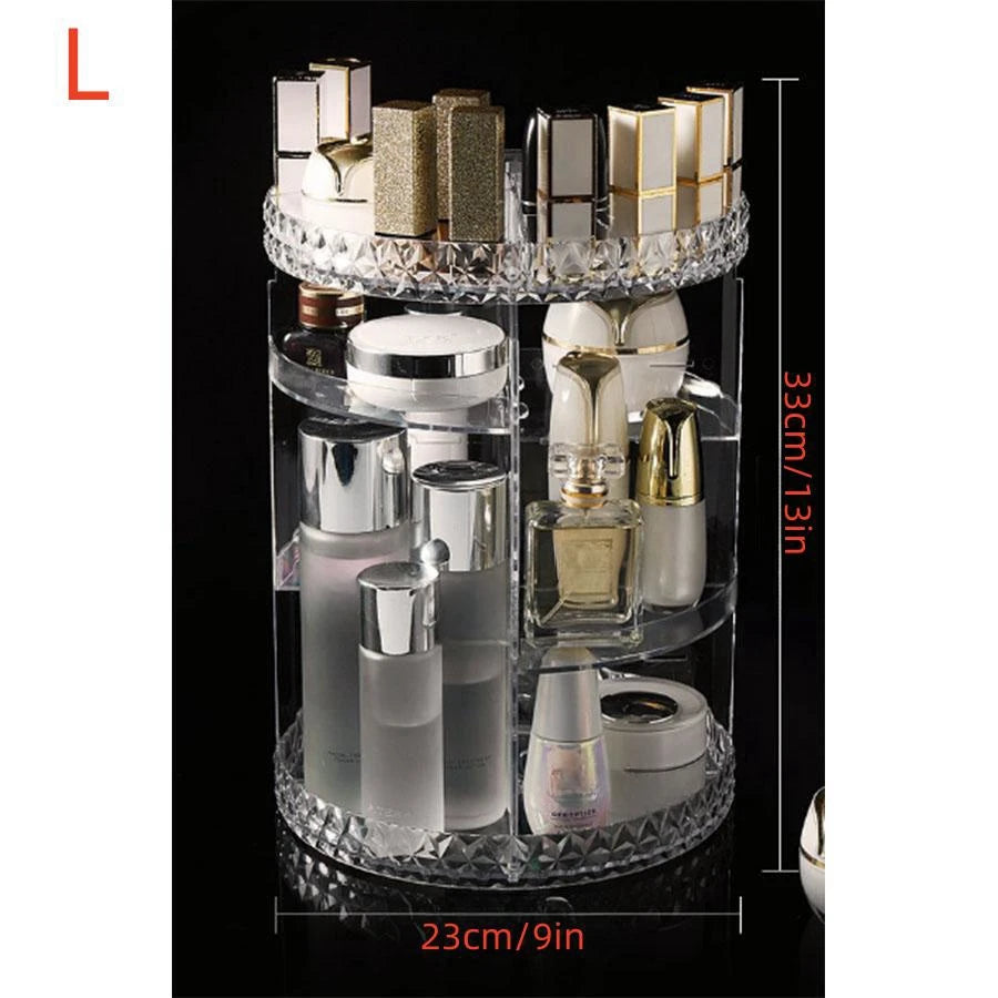 1pc Cosmetic Organiser, 360 degree rotatable adjustable cosmetic storage display case, easy assembly required
