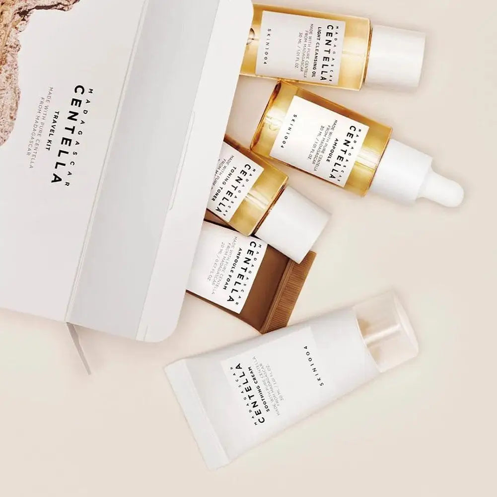 SKIN1004 Centella Asiatica Skin Care Travel Set Moisturizing Toner&Essence Toner&Cleanser&Ampoule Soothing Cream&Essential Oil