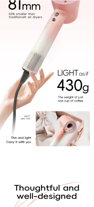 Portable Professional Leafless Hair Dryer High Power Quick Dry Travel Home Hair Styler Negative Ionic with Gift Box