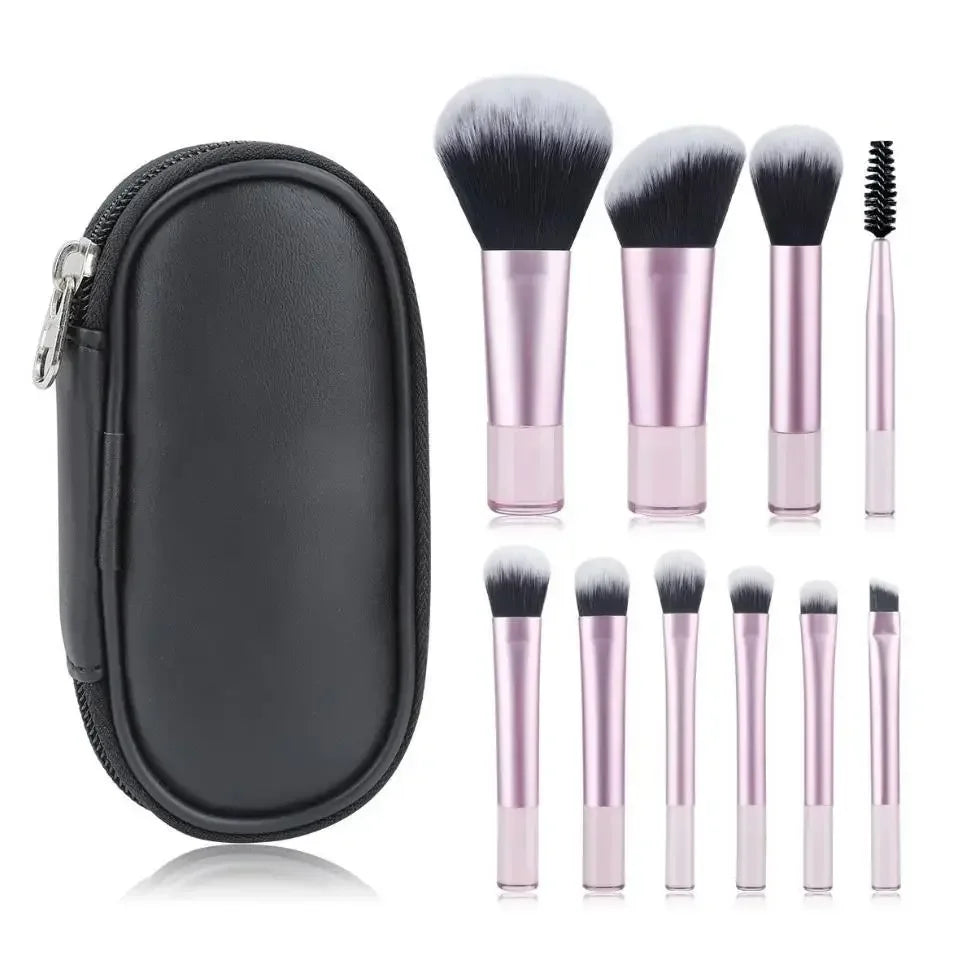 10Pcs Makeup Brushes Set With Bag Cosmetic EyeShadow Foundation Loose Powder Blush Detail Brush Blending Beauty Make Up Tools
