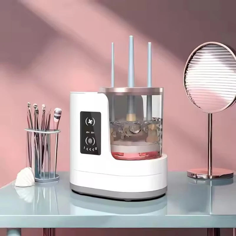 3 IN 1 Electric Makeup Brush Cleaner Machine With Makeup Brush Dryer-Holder-Portable Automatic USB Cosmetic Brushes Cleaner Tool
