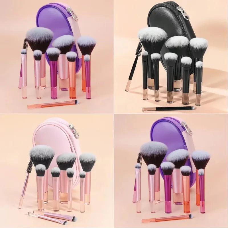 10Pcs Makeup Brushes Set With Bag Cosmetic EyeShadow Foundation Loose Powder Blush Detail Brush Blending Beauty Make Up Tools