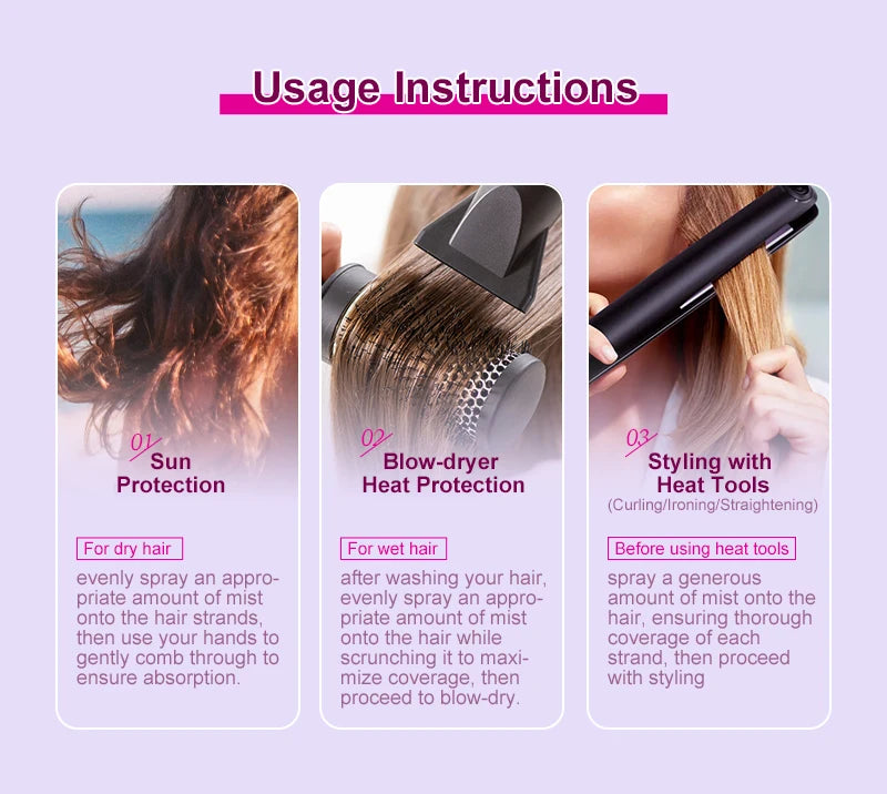 PURC Heat Protectant Spray Coconut Oil Frizz Control & Shine for All Hair Types Thermal Protection up to 470°F Hair Care