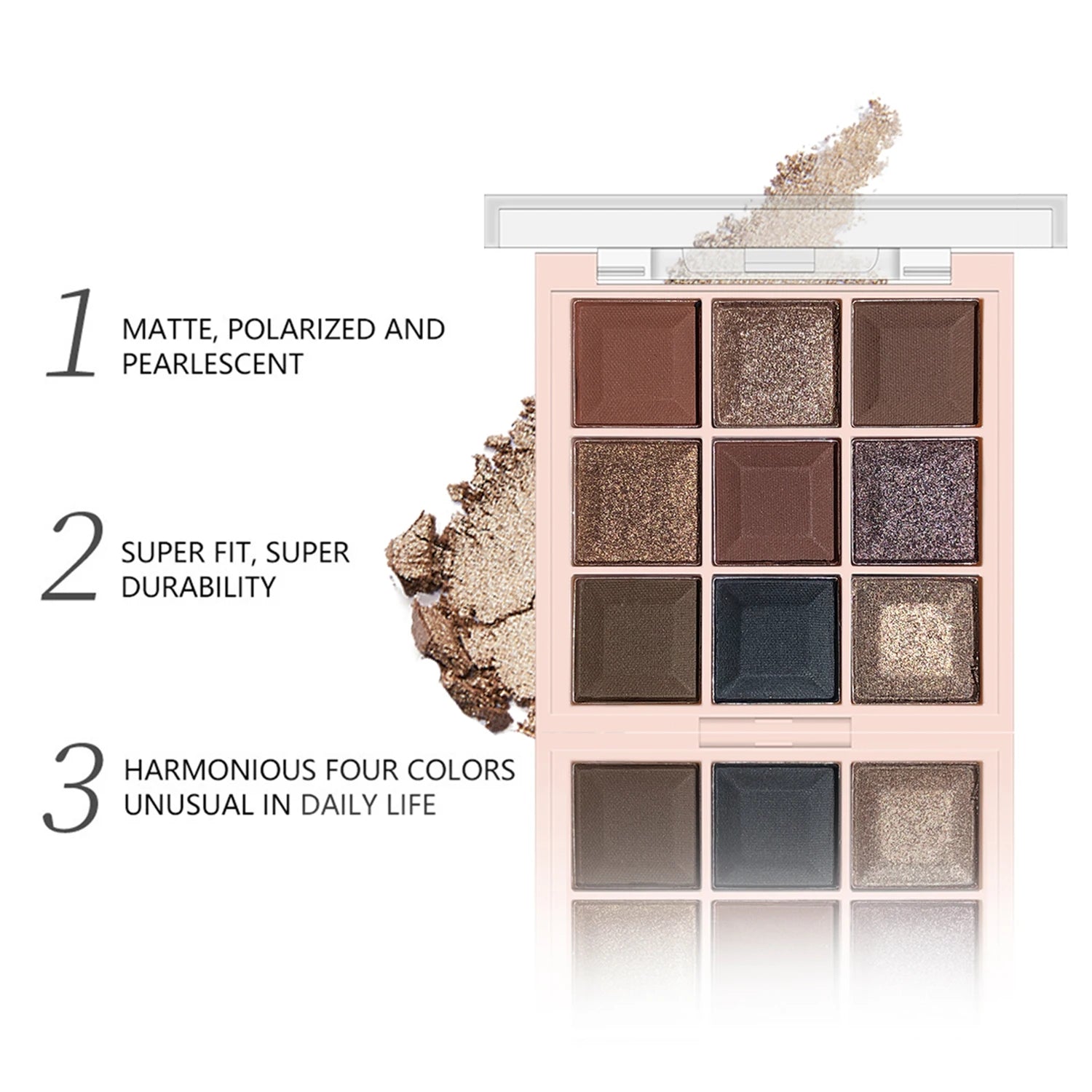 JUJU DREAM 9-Color Eyeshadow Palette, Matte & Shimmer Finish, Soft Milk Tea Tones, Compact & Easy for Daily Student Makeup