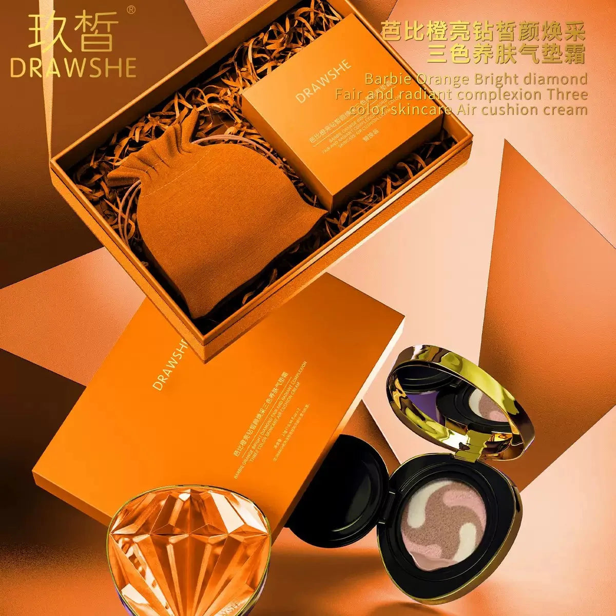 Korean Cosmetics Cushion Foundation Base Air Cushion BB CC Cream 3 in 1 Nourishing Concealer Makeup Set