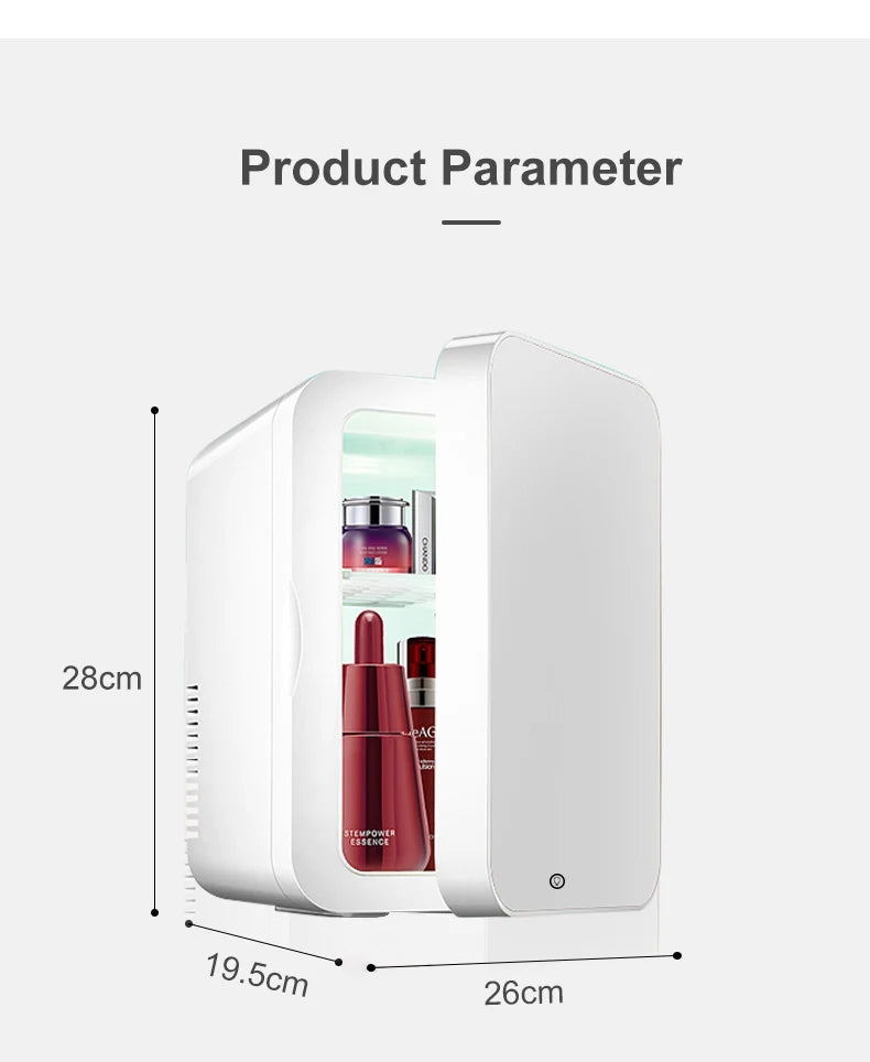 8L Mini Makeup Fridge WIth LED Light Mirror Portable Cosmetic Storage Refrigerator Keep fresh Cooler for Home Car Dual Us