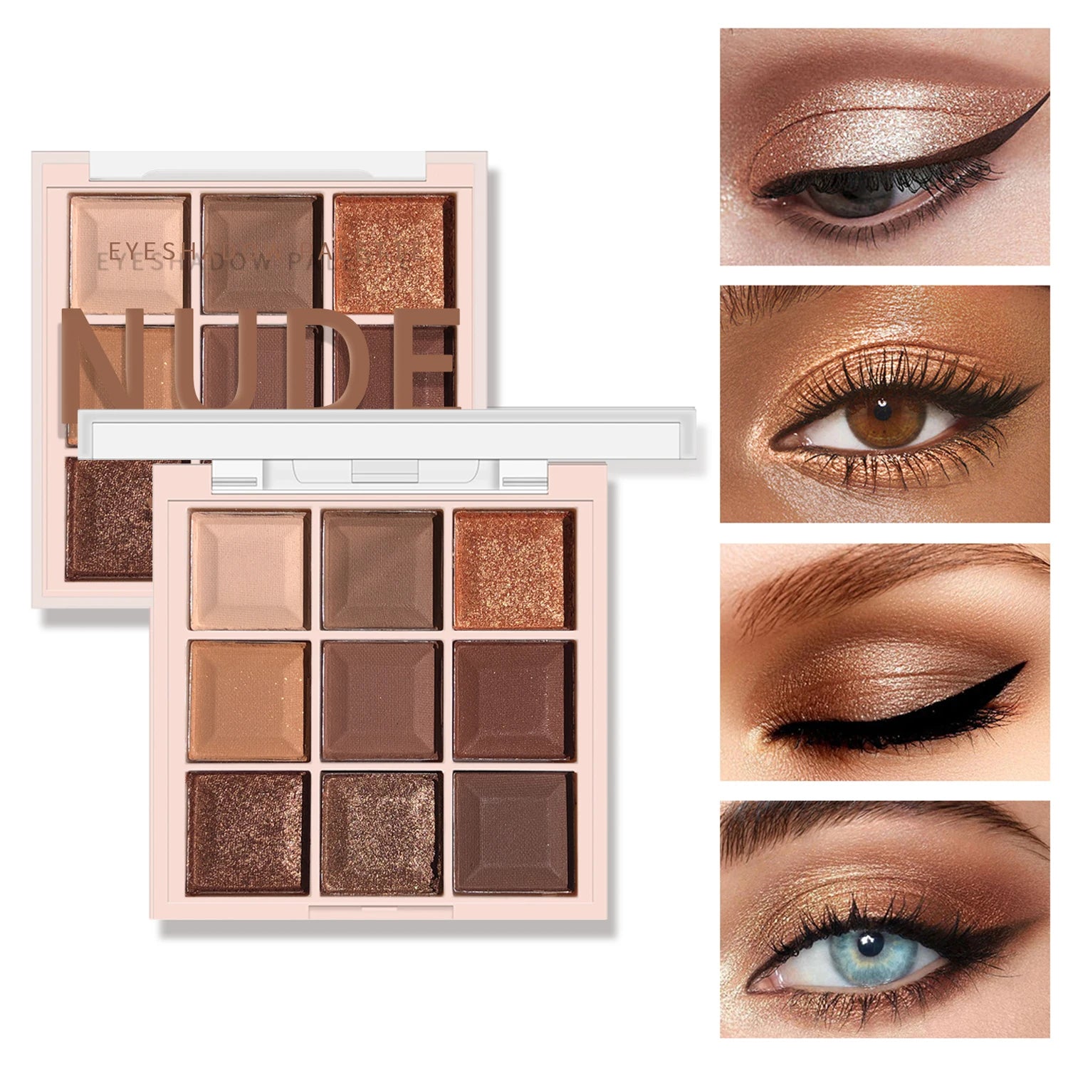 JUJU DREAM 9-Color Eyeshadow Palette, Matte & Shimmer Finish, Soft Milk Tea Tones, Compact & Easy for Daily Student Makeup