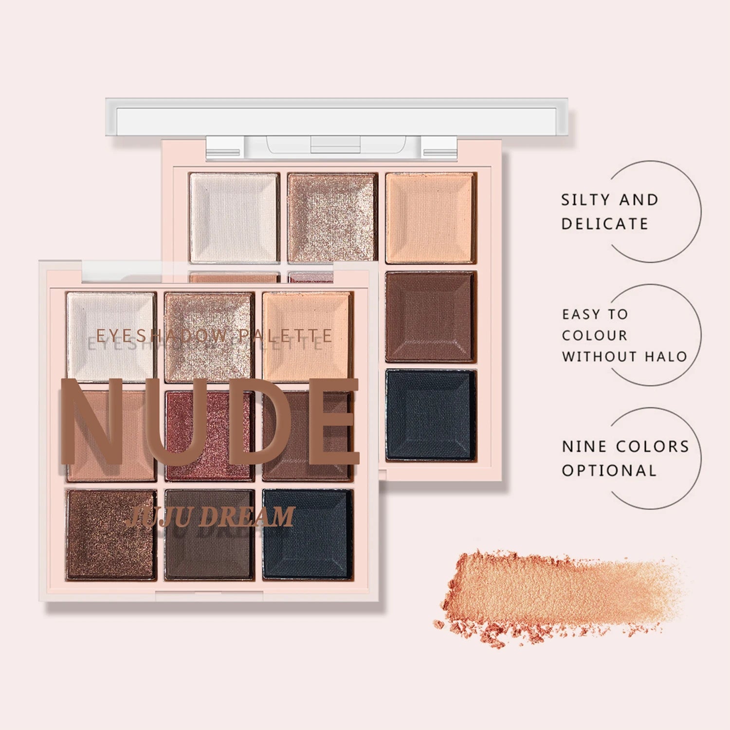 JUJU DREAM 9-Color Eyeshadow Palette, Matte & Shimmer Finish, Soft Milk Tea Tones, Compact & Easy for Daily Student Makeup