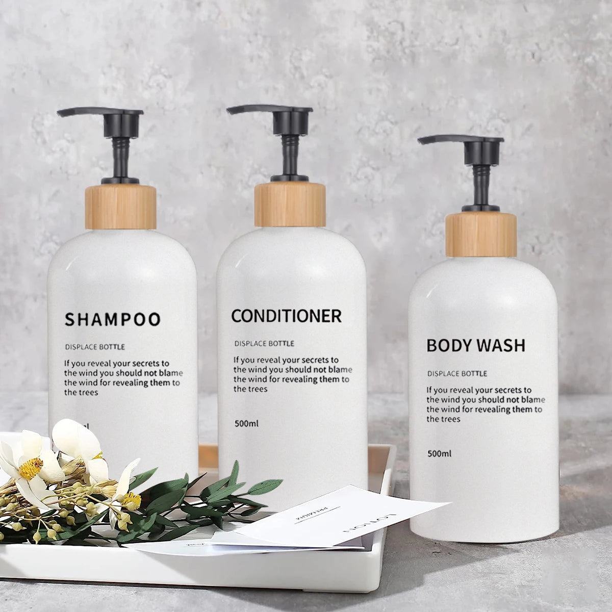 3 Pack Soap Dispenser Shampoo and Conditioner Dispenser Body Wash Shower Bottles Refillable Lotion Dispenser Bottle