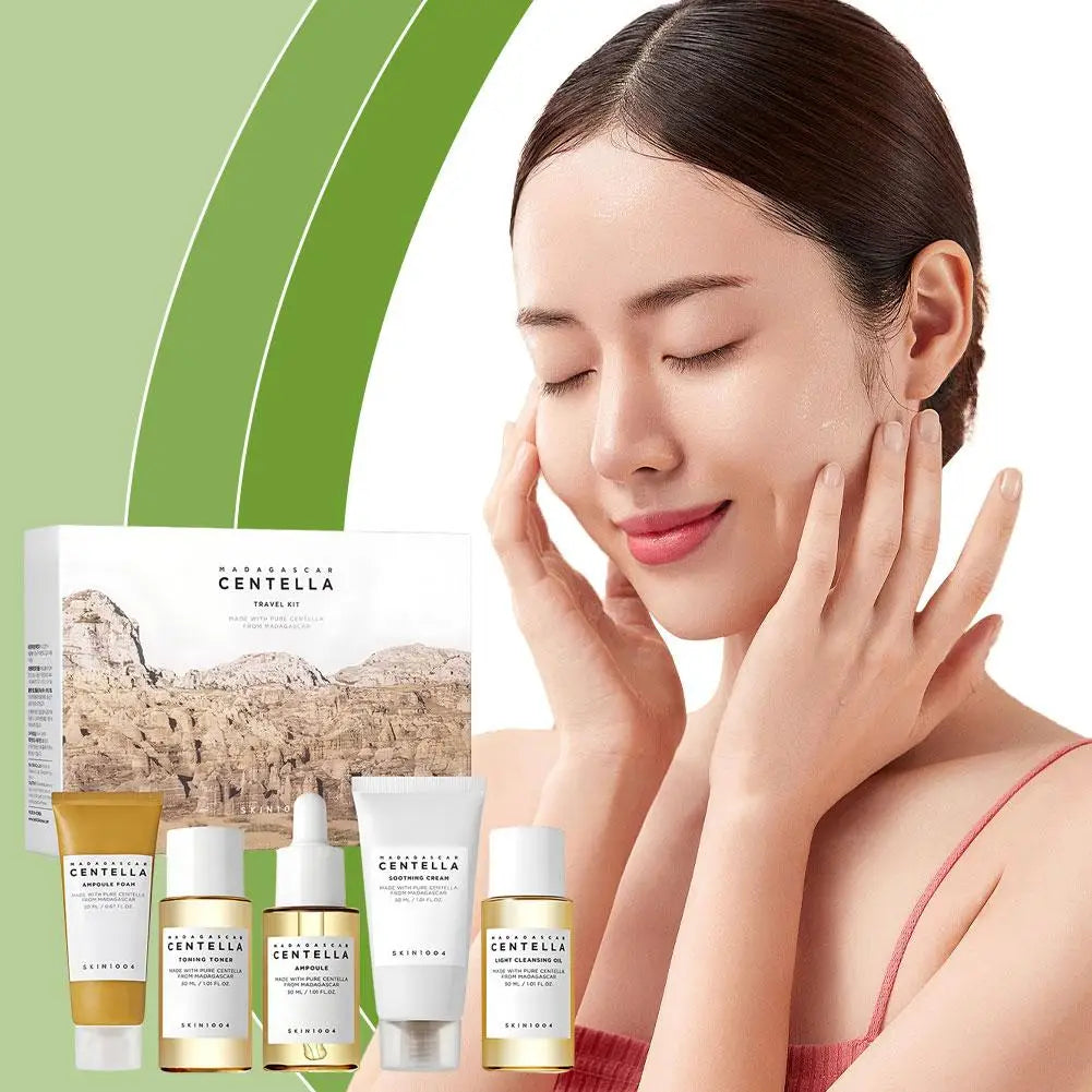 SKIN1004 Centella Asiatica Skin Care Travel Set Moisturizing Toner&Essence Toner&Cleanser&Ampoule Soothing Cream&Essential Oil