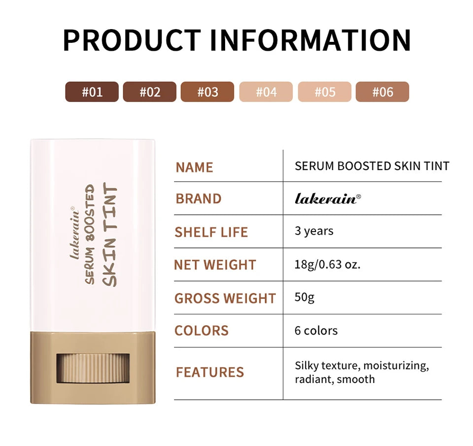 Skin Tint Foundation Stick 6 Colors Balm Serum Boosted Smooth Plumper Hight Coverage Travel Bronze Foundation Stick Makeup