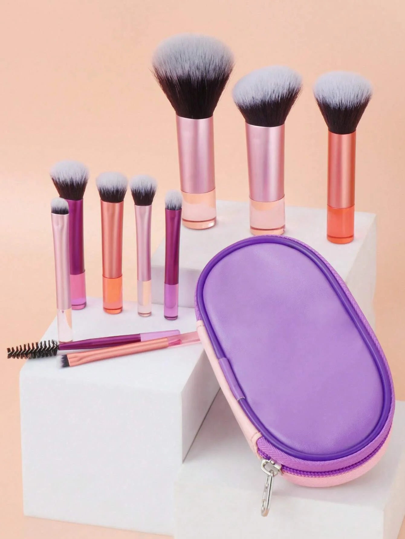 10Pcs Makeup Brushes Set With Bag Cosmetic EyeShadow Foundation Loose Powder Blush Detail Brush Blending Beauty Make Up Tools