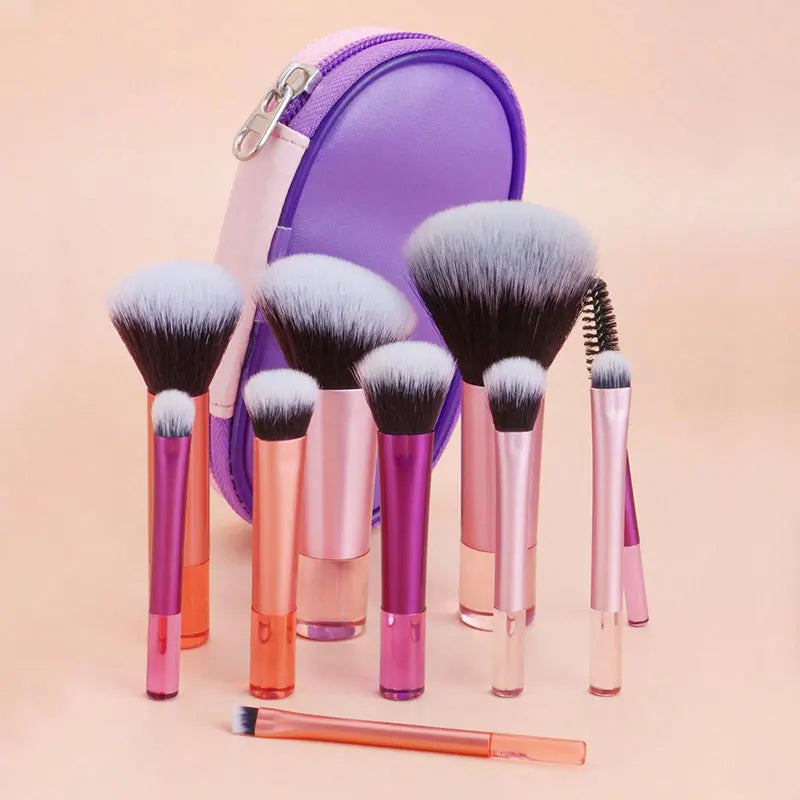 10Pcs Makeup Brushes Set With Bag Cosmetic EyeShadow Foundation Loose Powder Blush Detail Brush Blending Beauty Make Up Tools