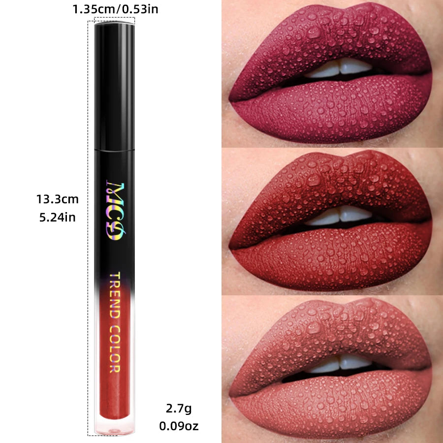 19 colors Matte Velvet Lip Gloss Waterproof Liquid Lipstick Nude Black Lips tint Makeup Lip Glaze Cosmetics Red Lip Stain Beauty