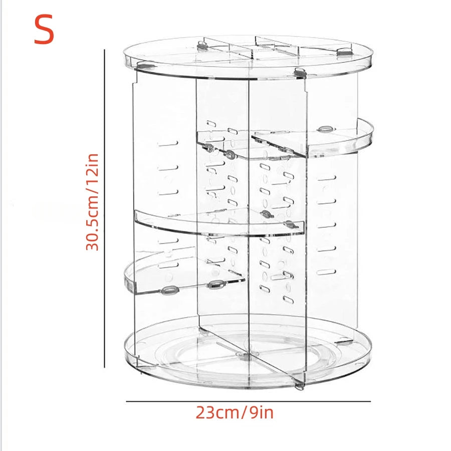 1pc Cosmetic Organiser, 360 degree rotatable adjustable cosmetic storage display case, easy assembly required