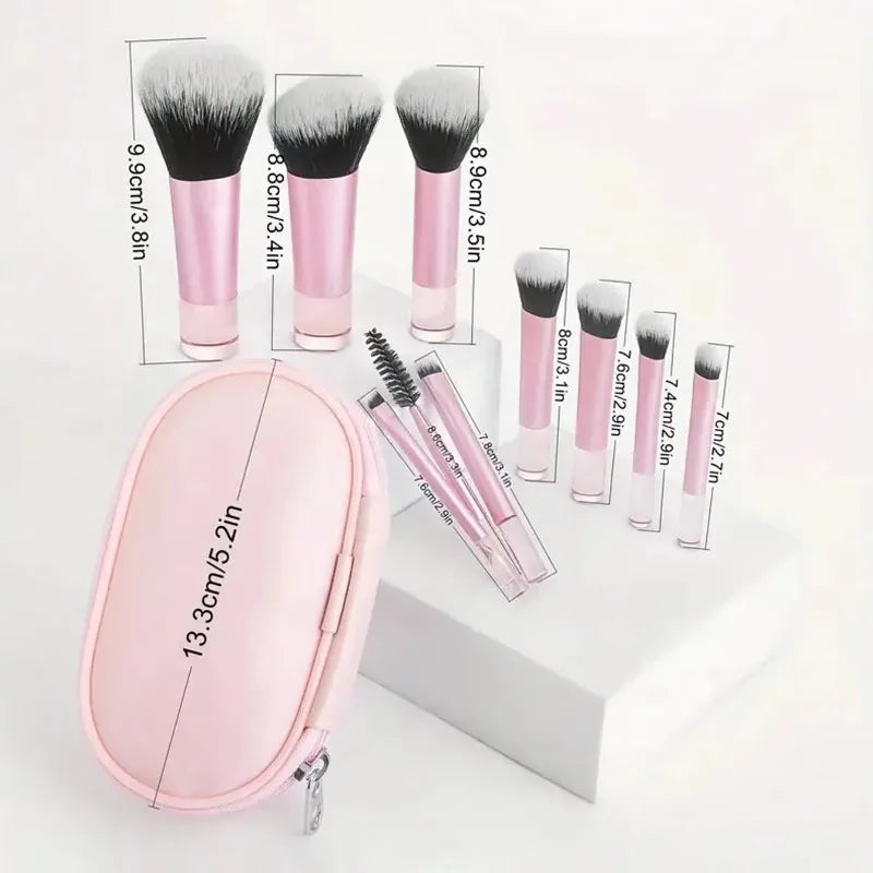 10Pcs Makeup Brushes Set With Bag Cosmetic EyeShadow Foundation Loose Powder Blush Detail Brush Blending Beauty Make Up Tools